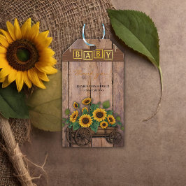 Rustikale moderne Sonnenblumenspülung Babydusche Geschenkanhänger