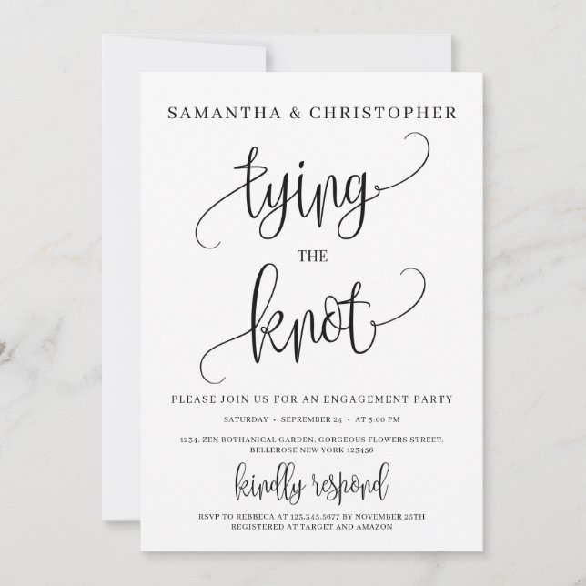 Rustikale moderne Typografie, die die Knotenknoten Einladung (Vorderseite)