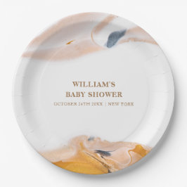 Rustikale moderne Wasserfarben Abstrakte Babydusch Pappteller