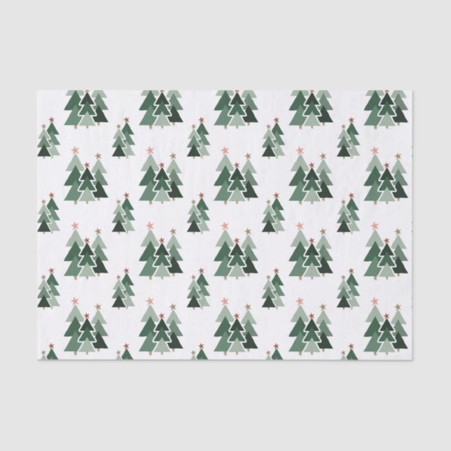 Rustikale moderne Weihnachtsbaumen Seidenpapier (Vorderseite)