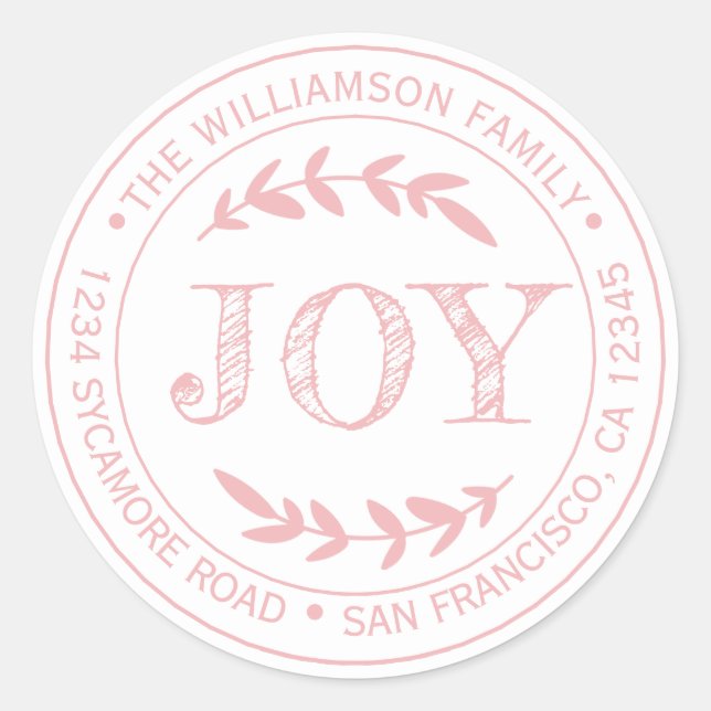 Rustikale Moderne Weihnachtsfreude Rücksendeadress Runder Aufkleber (Vorderseite)