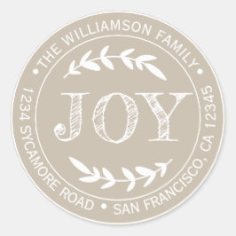 Rustikale Moderne Weihnachtsfreude Rücksendeadress Runder Aufkleber