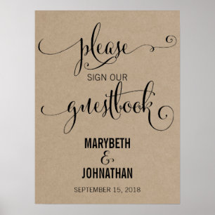 Rustikale Moderne Wir heiraten Gästebuch Poster