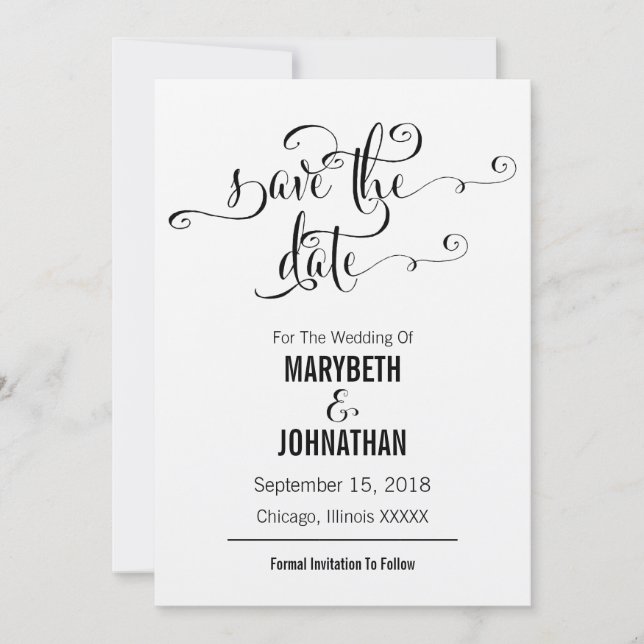 Rustikale Moderne wir machen Script Save the Date  (Vorderseite)