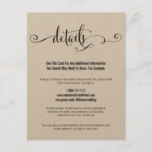Rustikale Moderne wir machen Script Wedding Detail Begleitkarte