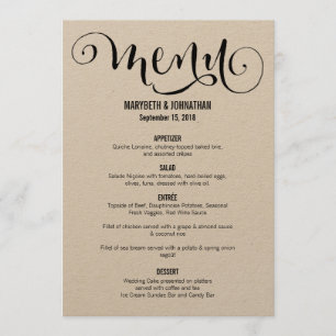 Rustikale Moderne wir machen Script Wedding Menu C Menükarte