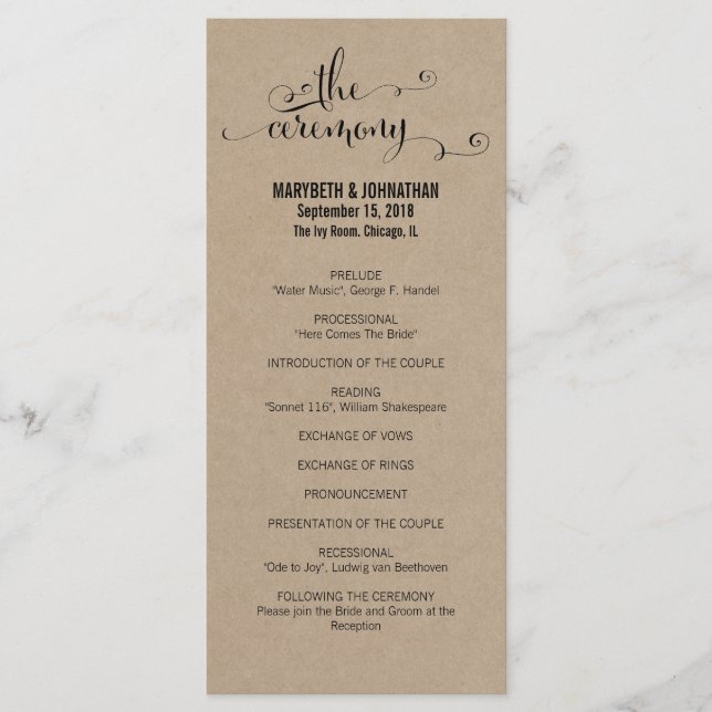 Rustikale Moderne wir machen SkriptWedding Program Programm (Vorderseite)