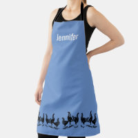 Rustikale modische Hühner auf blauem Monogramm-Nam