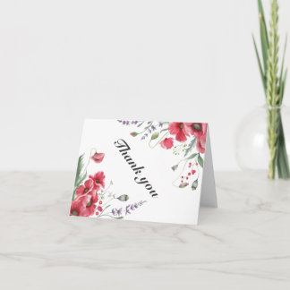 Rustikale Mohn- und Lavendel-Hochzeit auf der Wies Dankeskarte