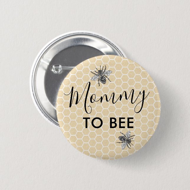 Rustikale Mommy to Bee Name Tag Babydusche Button (Vorne & Hinten)