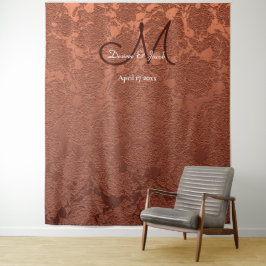 Rustikale Mongram Fall Terracotta Foto Booth Wandteppich