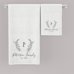 Rustikale Monogramm aus der Familie mit personalis Badhandtuch Set
