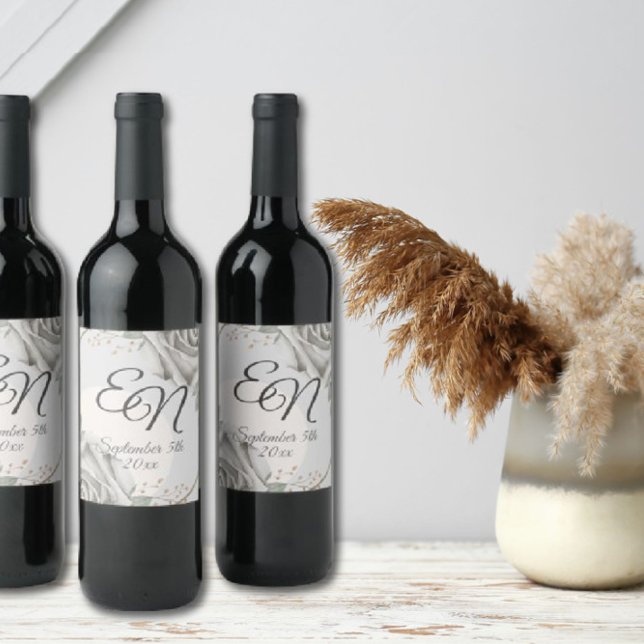 Rustikale Monogramm Blume Hochzeit Weinetikett (Von Creator hochgeladen)