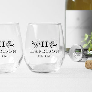 Rustikale Monogramm einfache Anfangsbezeichnung sc Weinglas Ohne Stiel