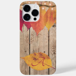 Rustikale Monogramm erste Autumn Leaf Lights Wood Case-Mate iPhone 14 Pro Max Hülle