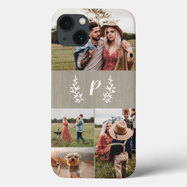 Rustikale Monogramm-FotoCollage Case-Mate iPhone Hülle (Rückseite)