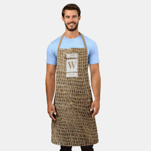 Rustikale Monogramm-Initiale aus Jute Schürze