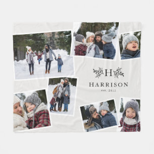 Rustikale Monogramm-Kollektion 7 Foto Schwarz-weiß Fleecedecke