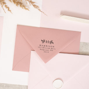 Rustikale Monogramm-Rücksendeadresse Gummistempel