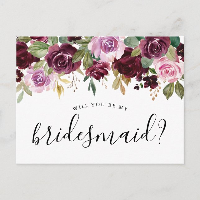 Rustikale Moody Floral wird meine Bridesmaid-Karte Postkarte (Vorderseite)