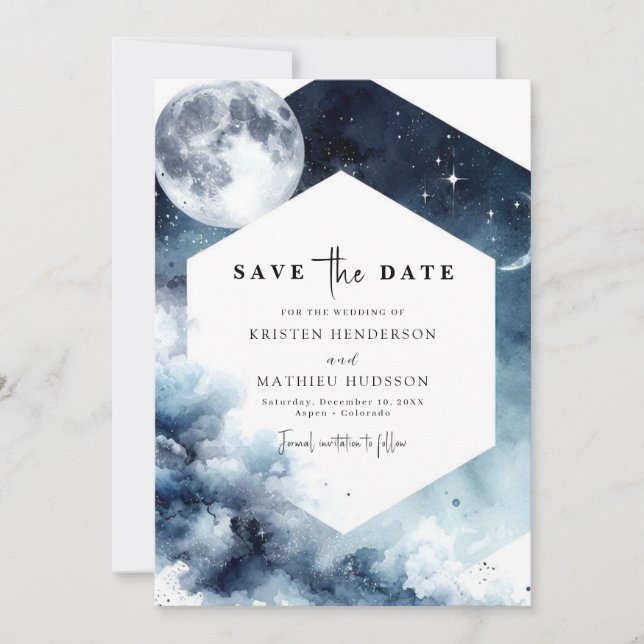 Rustikale Moonlit Hochzeit Save The Date (Vorderseite)