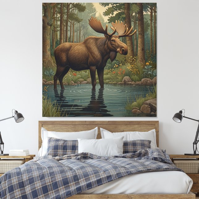 Rustikale Moose boho wald bepflanzt Leinwanddruck (Insitu (Schlafzimmer))