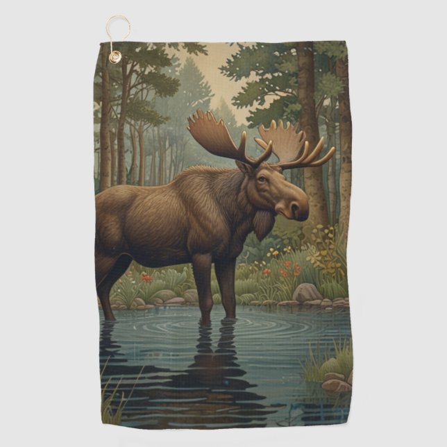 Rustikale Moose boho wald Natur Golfhandtuch (Vorderseite)