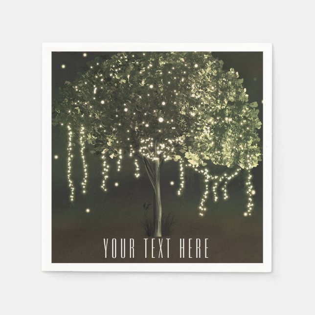 Rustikale Mossy Lighted Tree Wedding Napkins Serviette (Vorderseite)