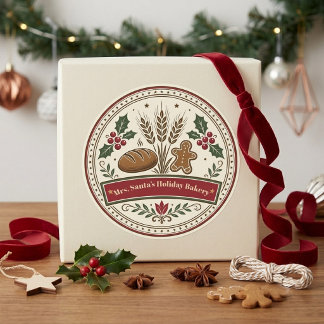 Rustikale Mrs-Claus-Lebkuchen-Backstube-Kunsthandw Runder Aufkleber