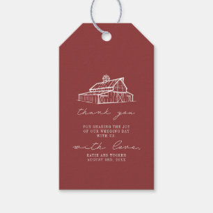 Rustikale Mute Red Barn Farm Wedding Vielen Dank Geschenkanhänger