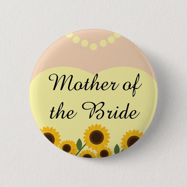 Rustikale Mutter der Braut-Sonnenblumen Wedding Button (Vorderseite)