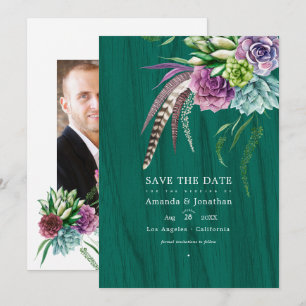 Rustikale Mystische Sukkulenten Boheme Hochzeit Save The Date