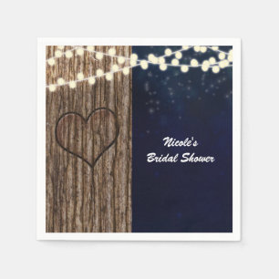Rustikale Nacht Herz im Baum Hochzeit Serviette