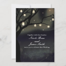 Rustikale Nachtbaum & Mason Jar Lights Hochzeit Einladung