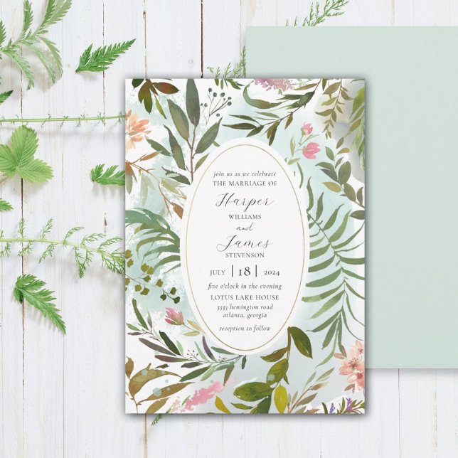 Rustikale Natur Blumenwald Grüne Hochzeit Invit Einladung (Von Creator hochgeladen)