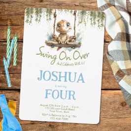 Rustikale Natur Dino Grün Blau jedes Alter Junge G Einladung