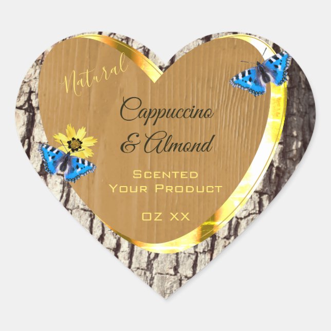 Rustikale Naturbaummarken für Bark Wood Grain Herz-Aufkleber (Vorderseite)