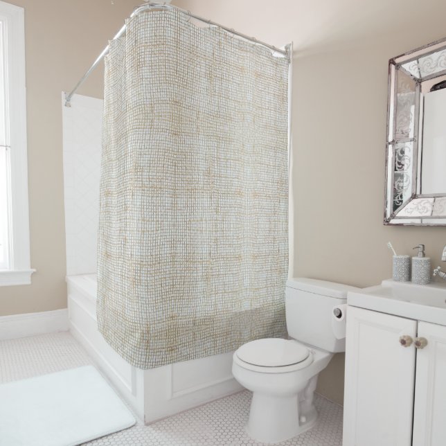 rustikale, natürliche Jute Duschvorhang (Beispiel)