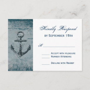 Rustikale Nautic Anchor Wedding RSVP Cards Karte