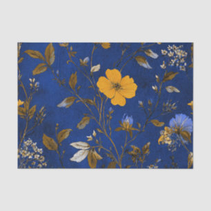 Rustikale Navy-Blau-Fette-Vintage-Boho-Blumen Seidenpapier