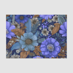 Rustikale Navy-Blau-Fette-Vintage-Boho-Blumen Seidenpapier