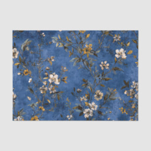Rustikale Navy-Blau-Fette-Vintage-Boho-Blumen Seidenpapier