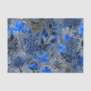 Rustikale Navy-Blau-Fette-Vintage-Boho-Blumen Seidenpapier