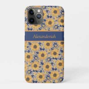 Rustikale Navy Blauer goldene Gelbe Sonnenblume Na Case-Mate iPhone Hülle