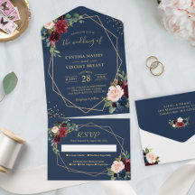 Rustikale Navy Blue Gold Geometric Wedding