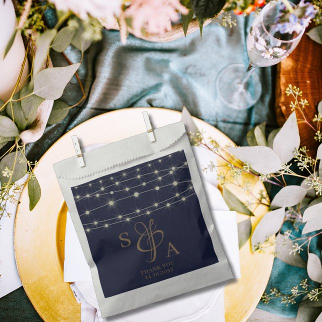 Rustikale Navy Blue & Gold String Lichter Geschenktütchen (Von Creator hochgeladen)