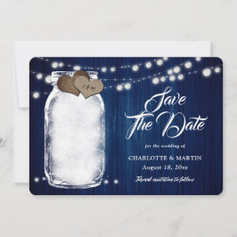 Rustikale Navy Blue Mason Jar String Lights Hochze Save The Date