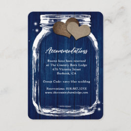 Rustikale Navy Blue Mason Jar Wood Unterkunft Card Begleitkarte