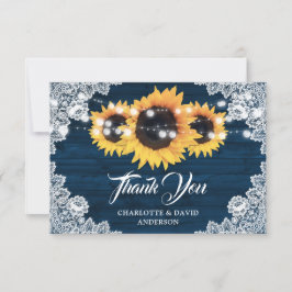 Rustikale Navy Blue Sonnenblume Hochzeit Danke Kar