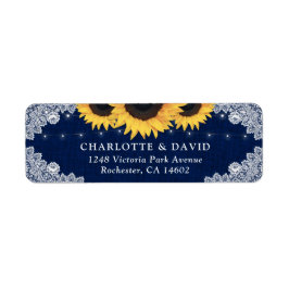 Rustikale Navy Blue Sonnenblumen Rücksendeadressen